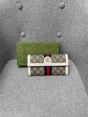 Gucci Ophidia GG Supreme Long Flap Wallet